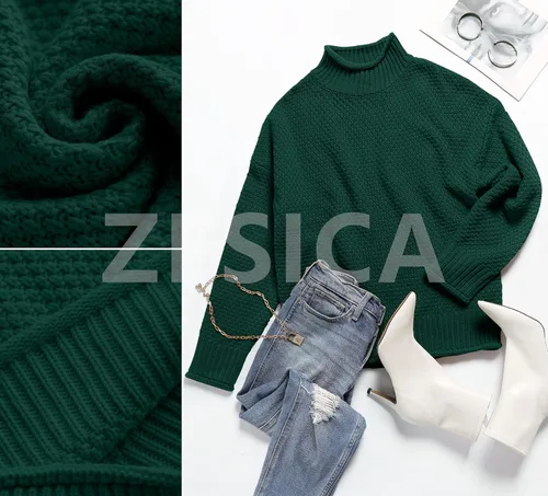 Vista 4 de ZESICA Women's 2024 Turtleneck Batwing Sleeve Loose Oversized Chunky Knitted Pullover Sweater Jumper Tops
