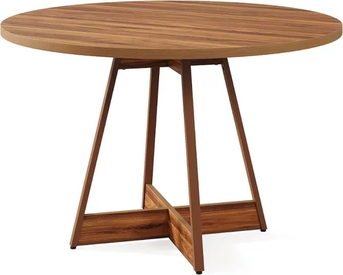 Vista 9 de LITTLE TREE Mesa de comedor redonda de 39 pulgadas para 2-4, mesa de cocina circular de granja para comedor, mesa de comedor de madera con pedestal