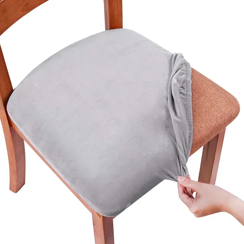 Vista 24 de Smiry - Fundas de asiento de terciopelo para silla de comedor, juego de 2, ajuste elástico, extraíbles y lavables, fundas protectoras de cojín
