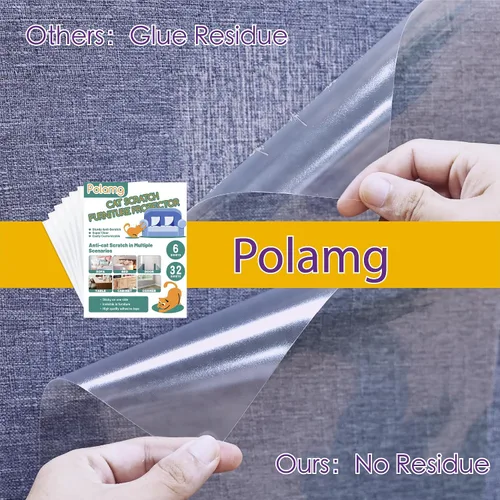 Vista 4 de Protector de muebles antiarañazos para gatos, paquete de 6 unidades, cinta adhesiva de una sola cara, resistente, sin residuos para sofá, puertas