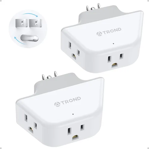 Vista 15 de TROND Extensor de salida con USB, divisor de pared con 2 tomas AC, 3 puertos USB, adaptador de enchufe de pared de diseño de 3 lados, elementos