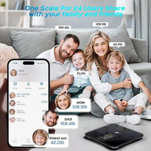 Vista 7 de Lepulse Báscula para peso corporal, báscula digital inteligente para baño con masa muscular IMC, 20 métricas de composición corporal, básculas