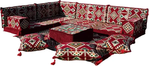 Vista 25 de arabicsofa Juego de sofás árabes tradicionales en forma de L - Sofás seccionales marroquíes - Asientos Majlis orientales para sala de estar