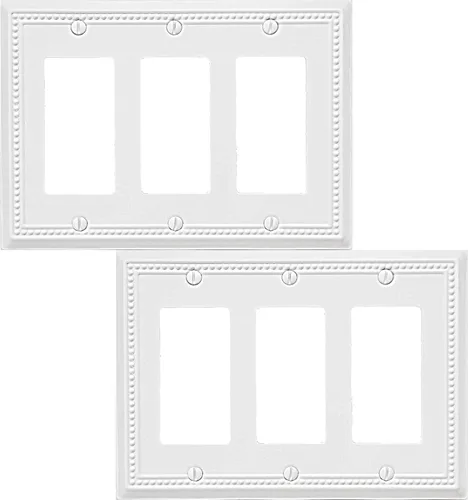 Vista 11 de OKAWYC Belaire - Cubierta para interruptor de luz de decoración individual, placa de pared de metal con cuentas, paquete de 4 unidades de bronce
