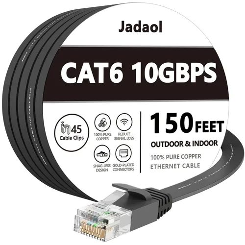 Vista 51 de Cable Ethernet Cat 6 de 1 pie (paquete de 6), para exteriores e interiores, compatible con red Cat7 de 10 Gbps, cable de conexión LAN plano