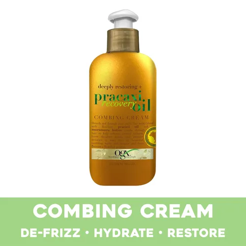 Vista 2 de OGX Deeply Restoring + Pracaxi Recovery Oil Anti Frizz LeaveIn Crema para peinar con tensoactivos sin sulfato de mantequilla Murumuru Tratamiento