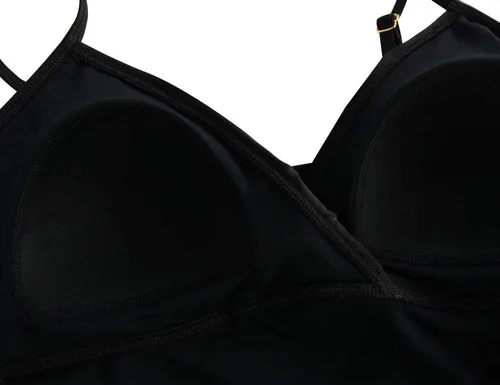 Vista 7 de Hilor Tankini para mujer con volantes fruncidos y cuello en V
