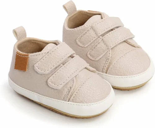 Vista 6 de GAISUMMI Zapatos para bebés niños y niñas, tenis de piel sintética para recién nacidos, suela de goma antideslizante, unisex, para niños pequeños