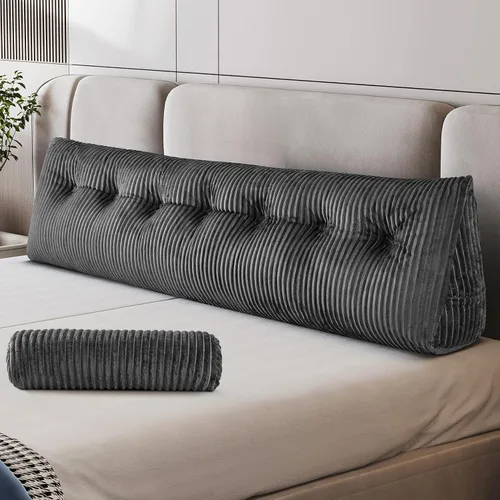 Vista 33 de Z-hom - Almohada grande para cabecero con un solo rollo, almohada de cuña para sentarse en la cama, cojín triangular de apoyo de respaldo para leer