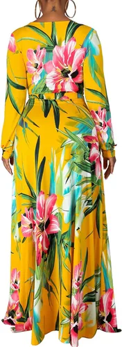 Vista 3 de JTNFairy Womens Casual Floral Print Long Maxi Dress Plus Size Plain Party Outfits