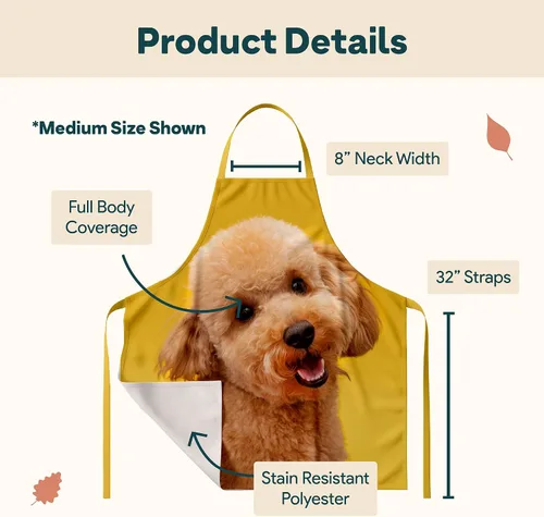 Vista 6 de Winslow & Brody Delantales con fotos personalizados, envío al día siguiente, fabricado en Estados Unidos, regalo para seres queridos, delantal
