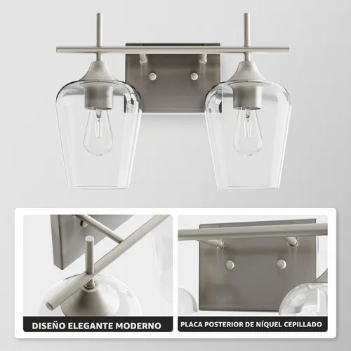 Vista 4 de VONLUCE Lámpara de tocador de baño, lámpara de baño de 2 luces sobre el Níquel