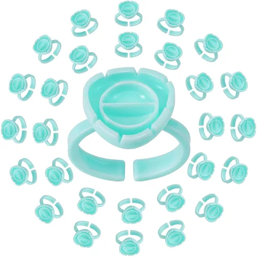 Vista 16 de Pretty memory 100 anillos de pegamento para extensiones de pestañas, encantador corazón, anillos de pegamento para pestañas, soporte adhesivo