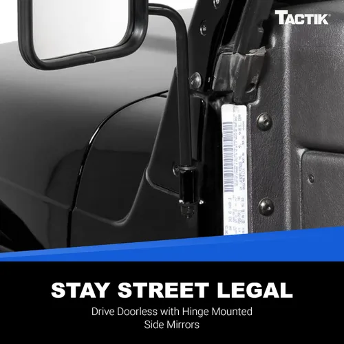 Vista 4 de TACTIK Espejos laterales de aventura, cabeza cuadrada, compatible con Jeep Wrangler CJ YJ TJ JK JL y Gladiator JT 1976-2023 – Jeep Mirrors Doors