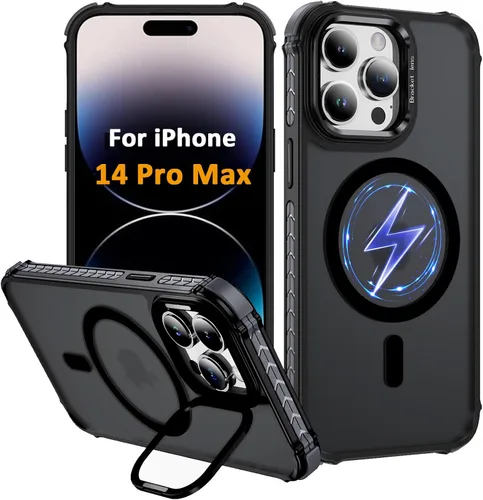 Vista 20 de Funda KETGII para iPhone 13, para iPhone 14, compatible con MagSafe, carga inalámbrica, resistente, a prueba de golpes, pata ajustable, delgada