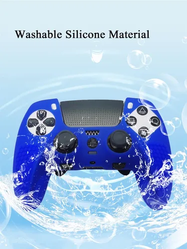 Vista 6 de MOJOXR Funda de silicona para controlador y tapas de palo para PS5 DualSense Edge Wireless Controller, protector antideslizante y 10 tapas de agarre