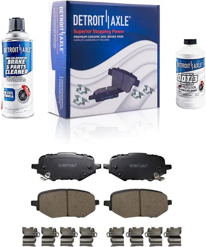 Vista 120 de Detroit Axle - Pastillas de freno para Ford F-150 99-03, 02 Lincoln Blackwood, Pastillas de freno de cerámica delanteras y traseras con repuesto