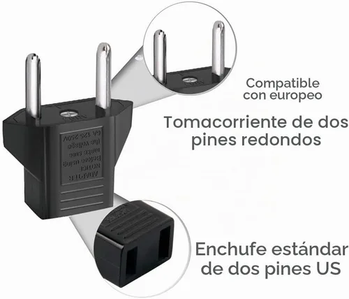 Vista 3 de adaptador de enchufe de salida estadounidense a europea, 8 unidades Negro