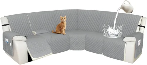 Vista 16 de Arfntevss Fundas de sofá modular reclinable, 100% impermeable, en forma de L, para sillón reclinable en forma de L, funda seccional lavable
