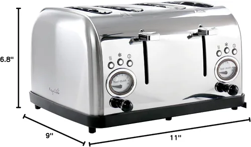 Vista 8 de MegaChef Tostadora de ranura ancha de 4 rebanadas con tostado variable en plata