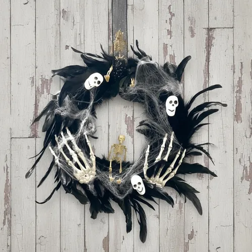 Vista 5 de Manos de esqueleto de Halloween, modelo de esqueleto de mano falsa de plástico para decoración de Halloween, accesorios de terror aterrador, 1 par