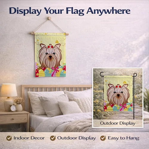 Vista 591 de Caroline's Treasures BB1923GF Bandera decorativa para jardín con diseño de Border Collie, para caza de huevos de Pascua, para jardín, jardín, patio