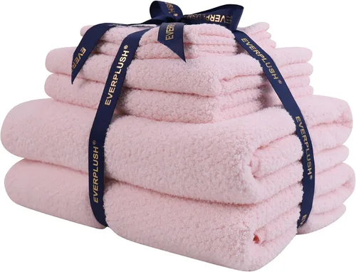 Vista 49 de Everplush Diamond Jacquard - Juego de 6 toallas de baño de lujo, súper suaves, de gran tamaño, altamente absorbentes y de secado rápido para baño