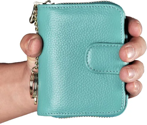 Vista 7 de Beurlike Cartera de tarjeta de crédito RFID para mujer, estuche organizador de cuero para mujer, pequeño titular de la tarjeta de seguridad