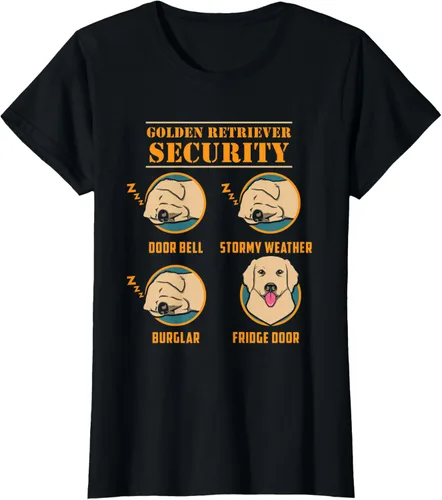 Vista 46 de Camisa Golden Retriever de seguridad Golden Retriever para perro divertido, Negro, S