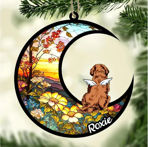 Vista 963 de LOVELYPOD Adorno de Navidad personalizado para perro Basset Hound (marrón) Basset Hound (marrón) adorno para atrapasoles de perro, razas de perros