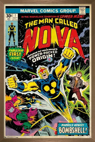 Vista 16 de Trends International Marvel Comics Nova - Póster de pared con portada #1, 14.725 x 22.375 pulgadas, versión enmarcada de madera de granero