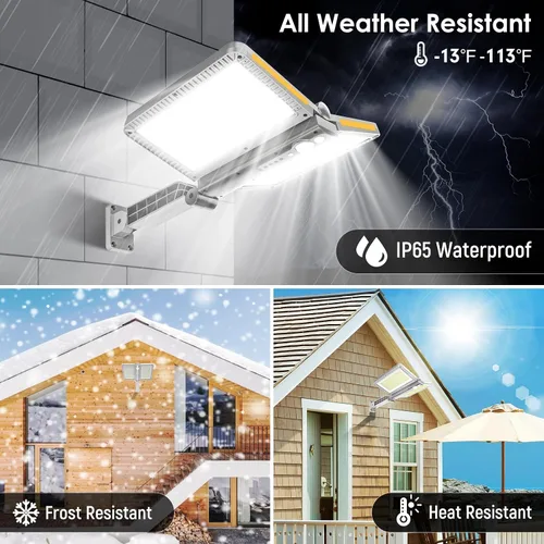 Vista 5 de ropelux Luces solares para exteriores, 6000LM sensor de movimiento, luces para exteriores, paneles solares dobles grandes, IP65 impermeable y 5