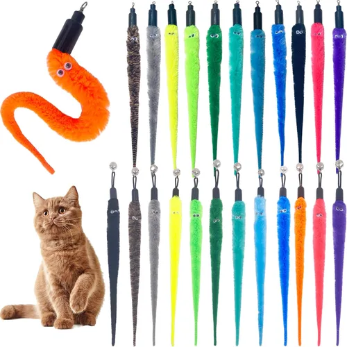 Vista 8 de Recambios de gusano de juguete para gatos, 12 piezas interactivas para gatos