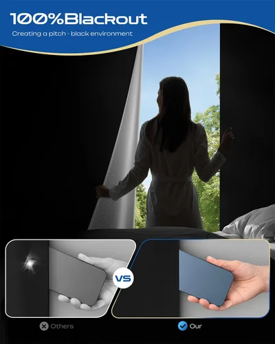 Vista 5 de Cortinas opacas 100% para dormitorio, persianas opacas portátiles de 28