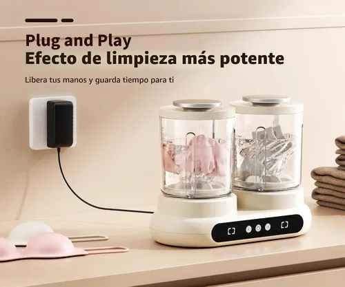 Vista 5 de Lavadora de ropa interior, un mini modelo portátil con diseño desmontable de doble tina. Admite limpieza profunda separada para ropa de bebé. Esta