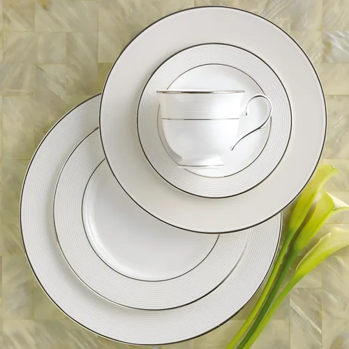 Vista 2 de Lenox Opal Innocence Stripe - Juego de 5 piezas, 4.40 libras, color blanco