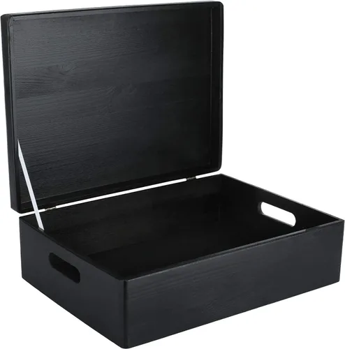 Vista 34 de Creative Deco Caja de almacenamiento grande de madera con tapa con bisagras 11.8 x 7.87 x 5.51 pulgadas (+-0.5) Caja de regalo sin acabar, lisa