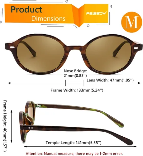 Vista 8 de FEISEDY Gafas de sol ovaladas retro para mujer de los años 90, estrechas, redondas, ligeras, Y2k, de moda, B1171