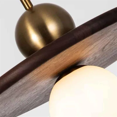 Vista 7 de Arte de madera de granja, decoración retro, ajustable, lámpara colgante de disco hueco, rústico, para cocina, isla de comedor, sala de estar