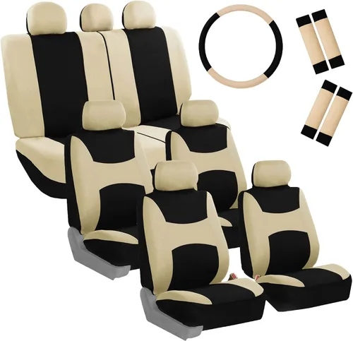 Vista 13 de FH Group FB030217 - Juego de fundas de asiento de tela ligera y transpirable, compatible con bolsa de aire y divisiones. Se adapta a la mayoría