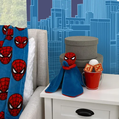 Vista 4 de Marvel Spiderman - Manta de seguridad súper suave para bebé azul y rojo