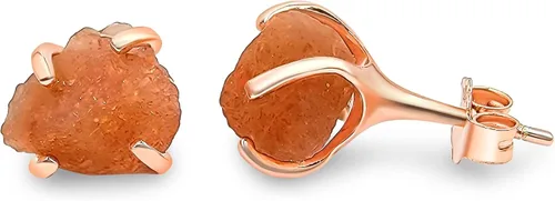 Vista 64 de Aretes de piedra preciosa natural en bruto con oro rosa sobre plata de ley 925, 6 a 0.276 in, regalo de piedra de nacimiento de calidad genuina