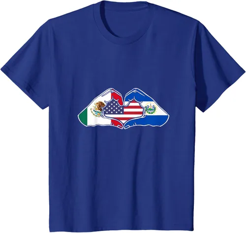 Vista 58 de Corazón manos México, El Salvador y Estados Unidos. Camiseta, Negro