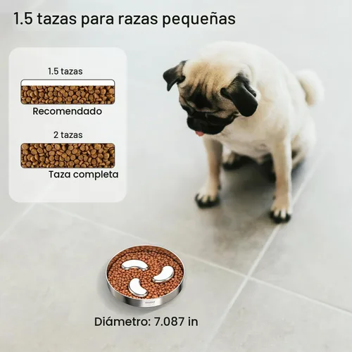 Vista 2 de Feedoo Cuenco para perros de alimentación lenta de 1.5 tazas, acero