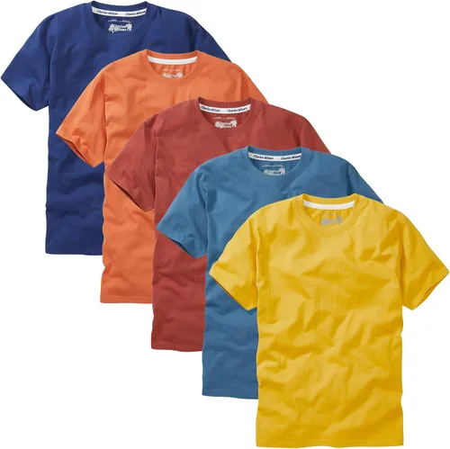 Vista 2 de Charles Wilson Paquete de 5 camisetas de peso medio con cuello redondo para hombre