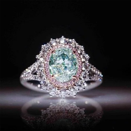 Vista 2 de Anillo de topacio verde para mujer, joyería de moda, anillo de San Valentín, talla 6, atractivo y moderno