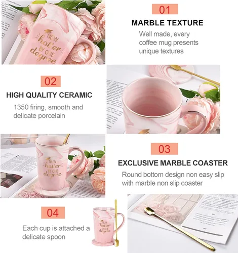 Vista 5 de YHRJWN Regalos de Graduación de Navidad, Taza de Café Now Hotter By One Degree, Regalos de Graduación de Navidad para Ella Chicas Amigas, Taza