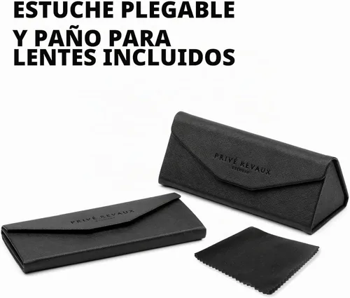 Vista 6 de Prive Revaux The Hepburn Cat Eye - Gafas de sol hechas a mano, polarizadas con 100% protección UV, para mujer Caviar negro