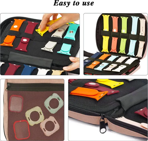 Vista 3 de PACMAXI Funda de transporte de almacenamiento para 20 correas de reloj, compatible con relojes, soporte de correa de reloj expandible, almacena 20