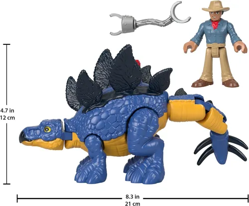 Vista 5 de Fisher-Price Imaginext Jurassic World - Juego de figuras de dinosaurio de Estegosaurio y Dr. Alan Grant para juegos de simulación preescolares niños